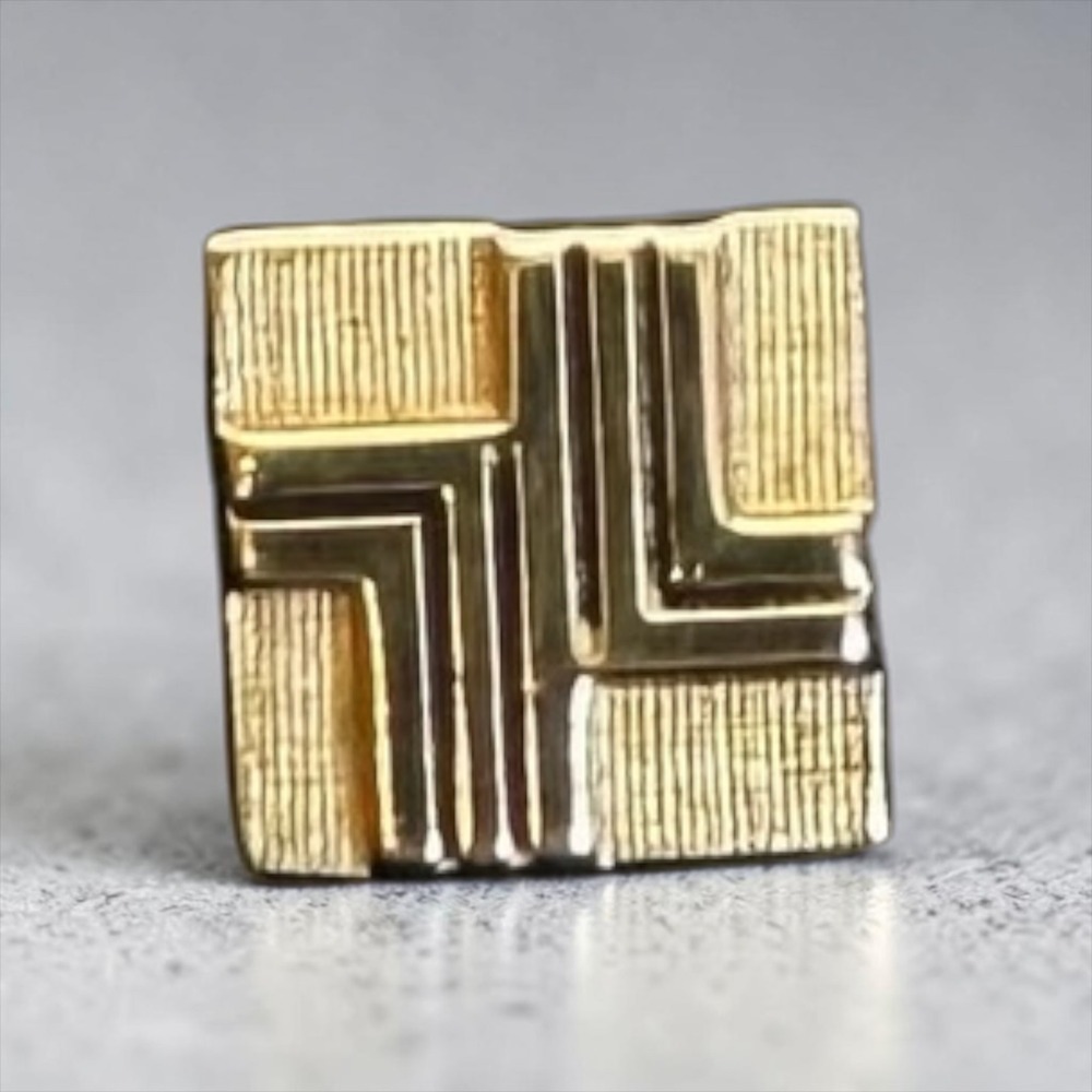 Vintage Swank Tie Tack Mens Gold Tone Geometric Square MCM T-Bar Chain